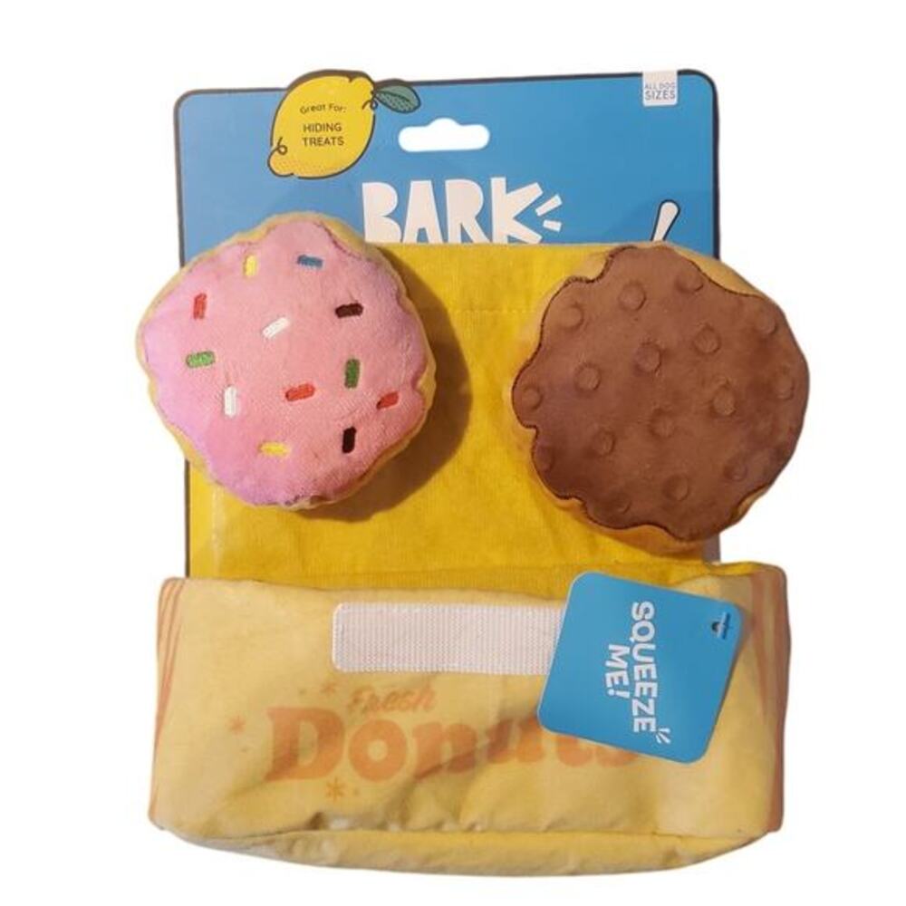 Bark Barkfest In‎ Bed Fresh Barked Donuts Dog Toy Brown Pink Plush New